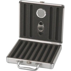 Reisehumidor Alu-Look/Diacut-Dekor, Griff für 12 Zigarren