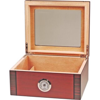 Humidor schwarz/rot-braun matt Deckel mit Glaseinsatz/25 Zig