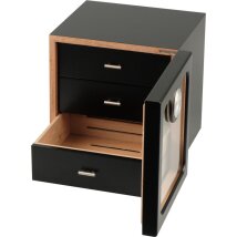 Humidor Schrank schwarz Acrylscheibe für ca. 50 Zigarren