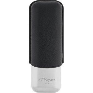 ST.DUPONT Cigarrenetui Metall/Leder chrom/schwarz 2er