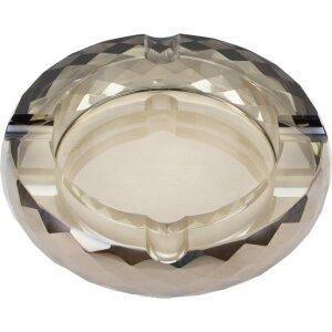 Zigarrenascher Kristallglas rund Rauchglas/silber 4 Ablagen