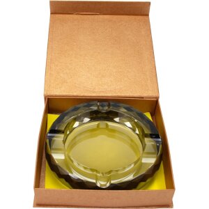 Zigarrenascher Kristallglas rund Rauchglas/silber 4 Ablagen