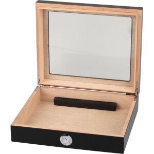Humidor schwarz matt Glasdeckel