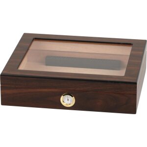 Humidor Walnut Finish Glasdeckel