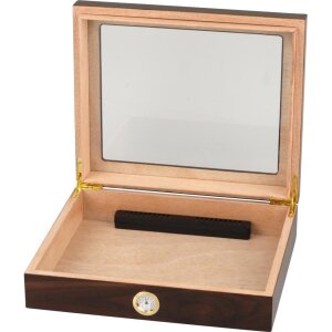 Humidor Walnut Finish Glasdeckel