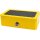 Humidor gelb Pianolack m.Leder schwarz/Stepp.weiß