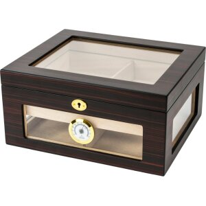 Humidor Ebony Ebony matt, Glasdeckel, für ca. 30-40 Zig.