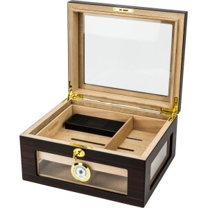 Humidor Ebony Ebony matt, Glasdeckel, für ca. 30-40 Zig.